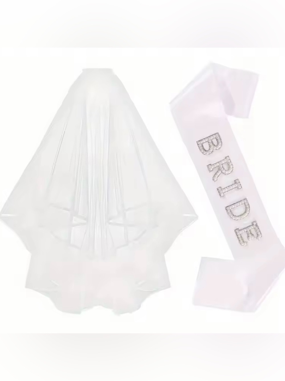 Macy's White Veil with Light Pink 'BRIDE' Sash